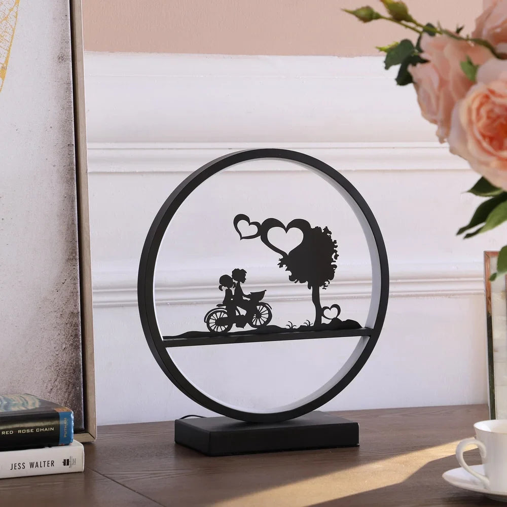 Girl and Boy on Bicycle LED Accent Table Lamp