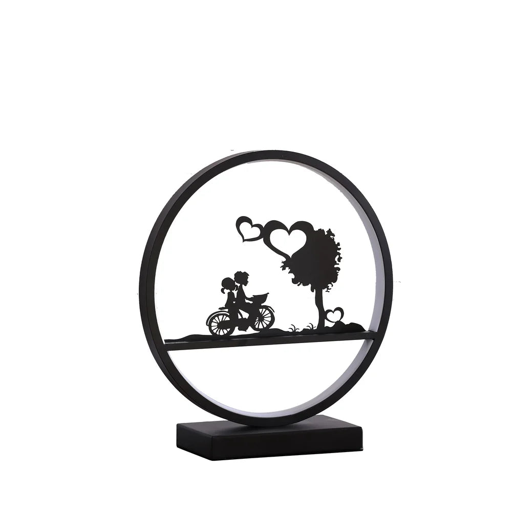 Girl and Boy on Bicycle LED Accent Table Lamp