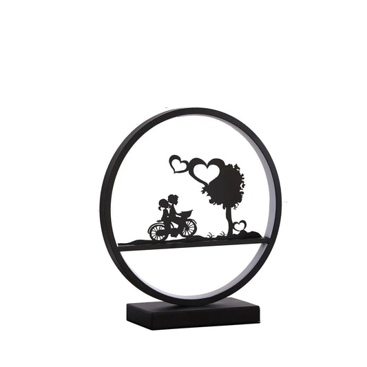 Girl and Boy on Bicycle LED Accent Table Lamp