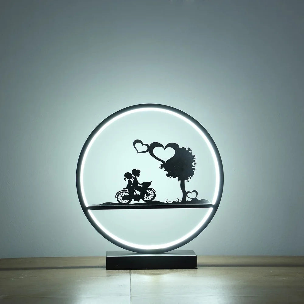 Girl and Boy on Bicycle LED Accent Table Lamp