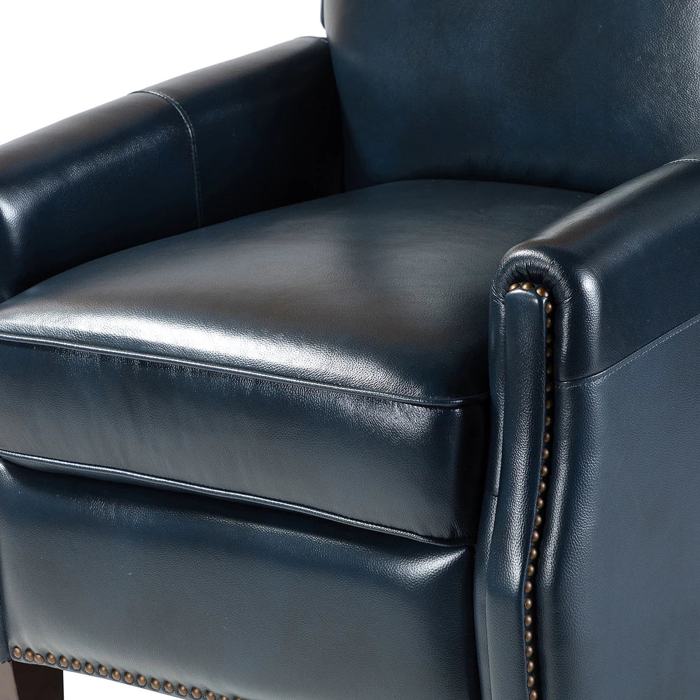 Gladis Modern Retro Genuine Leather Recliner with Nailhead Trim