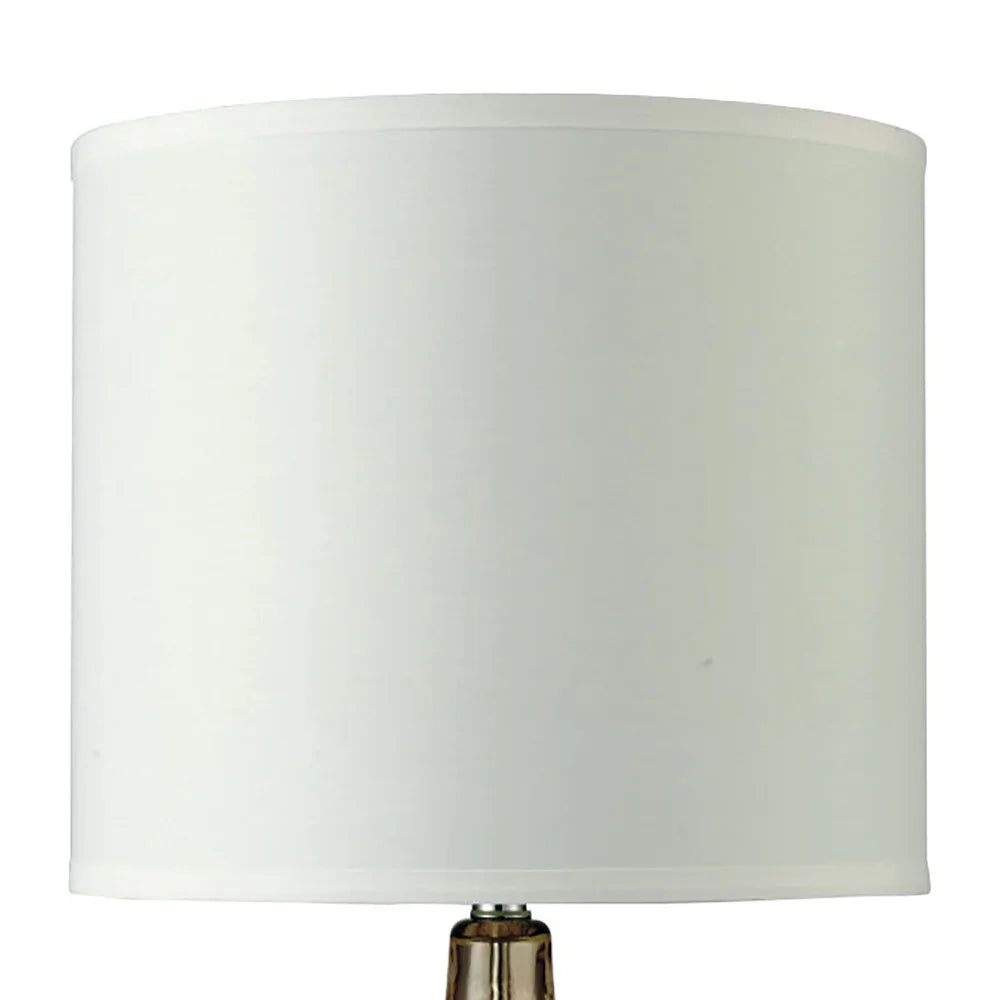 Gracewood Hollow Ajanovic Clear Bulbous Glass Lamp w/ Cream Drum Shade