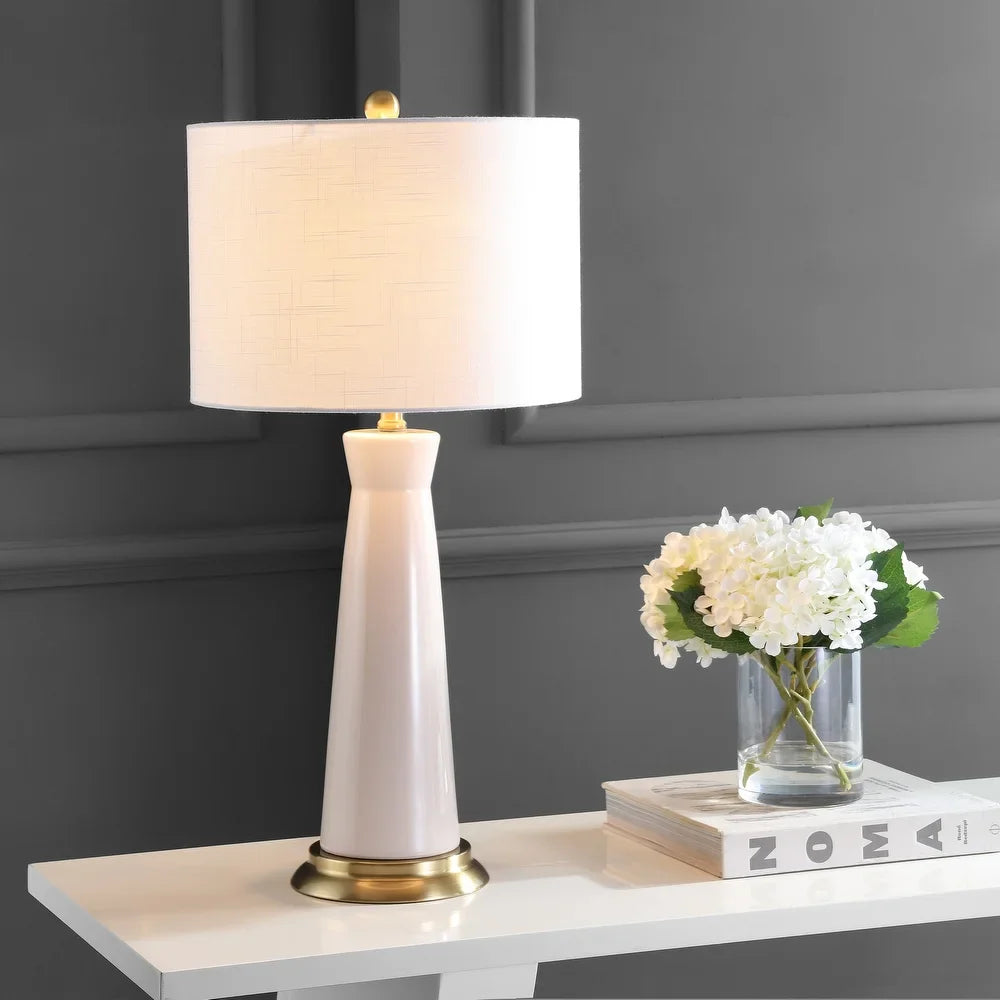 Gracie 29" Ceramic Column LED Table Lamp, Cream