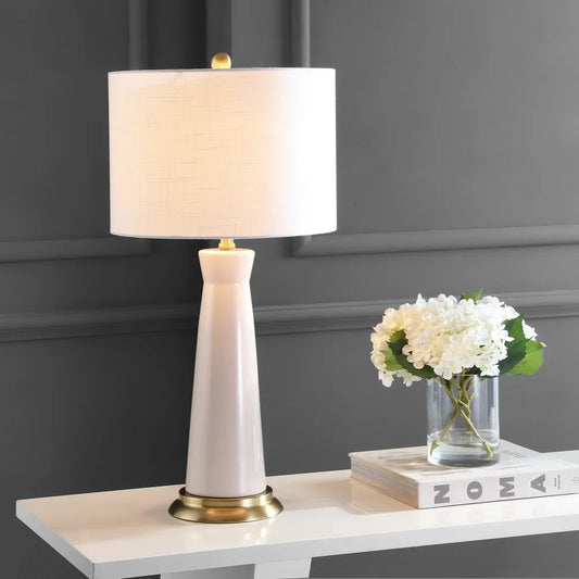 Gracie 29" Ceramic Column LED Table Lamp, Cream