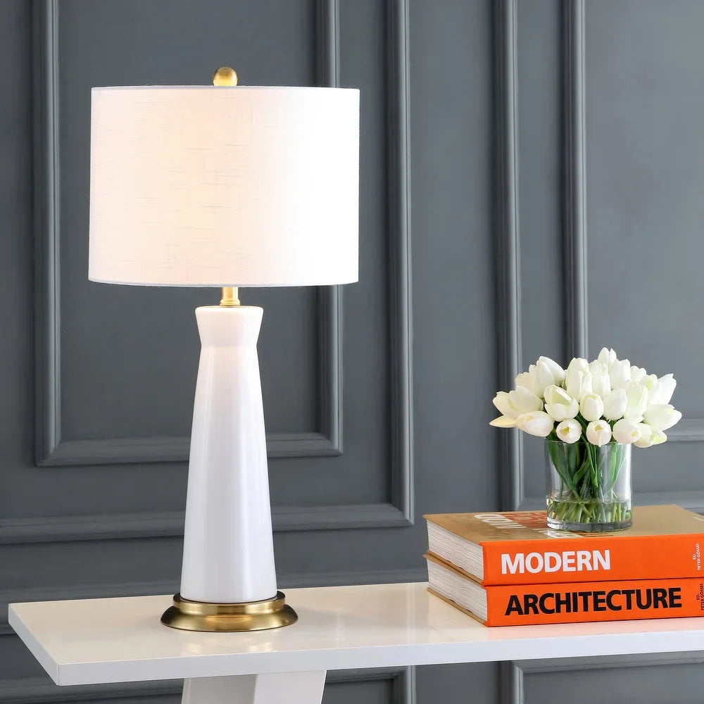 Gracie 29" Ceramic Column LED Table Lamp, Cream