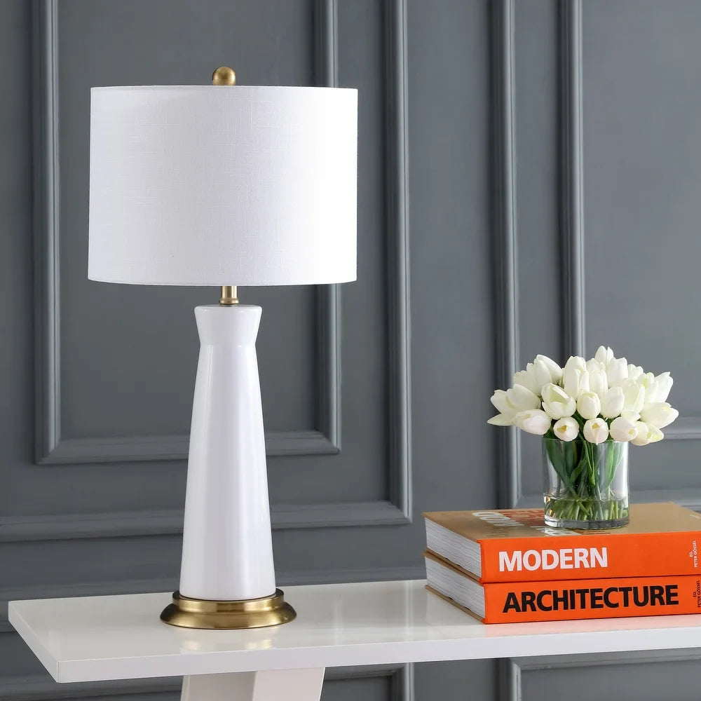 Gracie 29" Ceramic Column LED Table Lamp, Cream