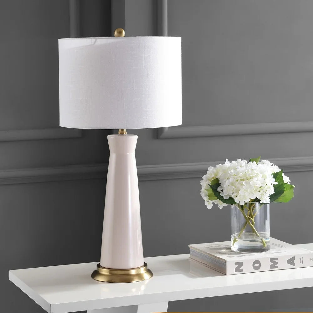 Gracie 29" Ceramic Column LED Table Lamp, Cream