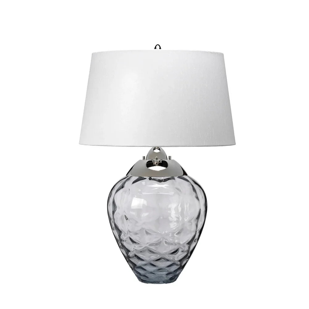 Grey Clear Blown Glass 4 Way Table Lamp Smoke