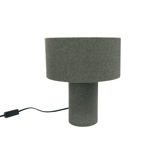 Grey Wool Blend Table Lamp with Matching Shade (Set of 2 Lamps)