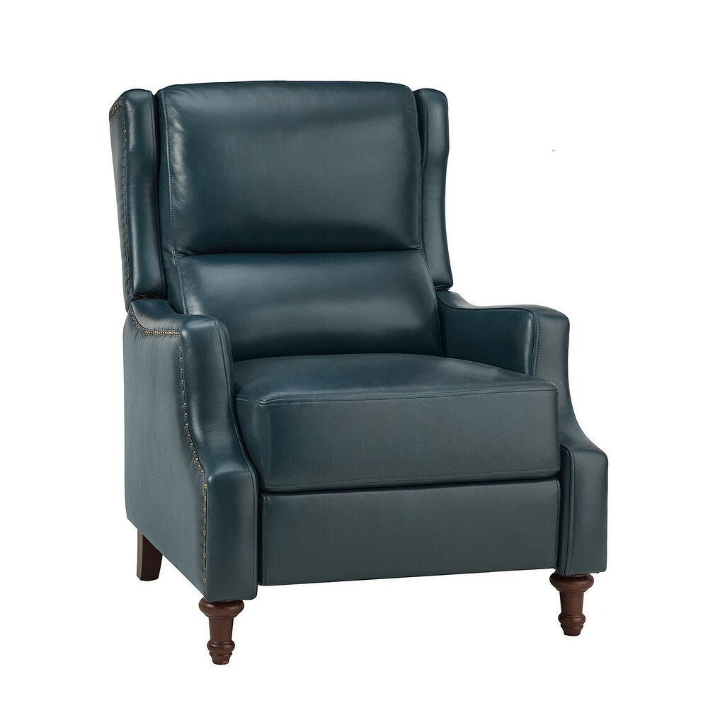 Florens Genuine Leather Recliner with Nailhead Trims