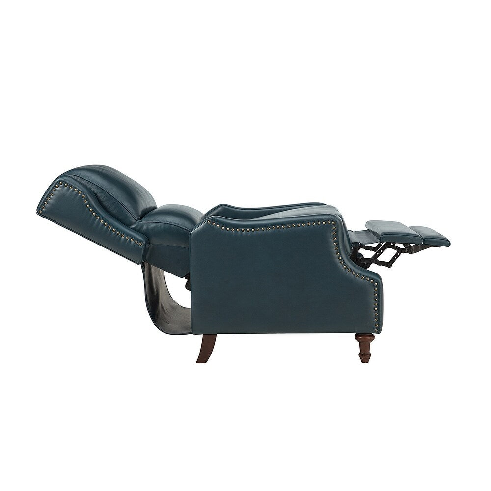 Florens Genuine Leather Recliner with Nailhead Trims