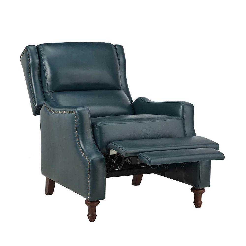 Florens Genuine Leather Recliner with Nailhead Trims