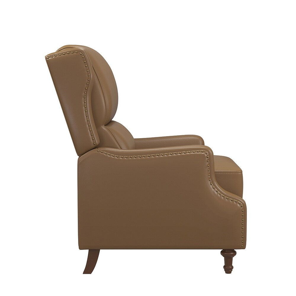 Florens Genuine Leather Recliner with Nailhead Trims