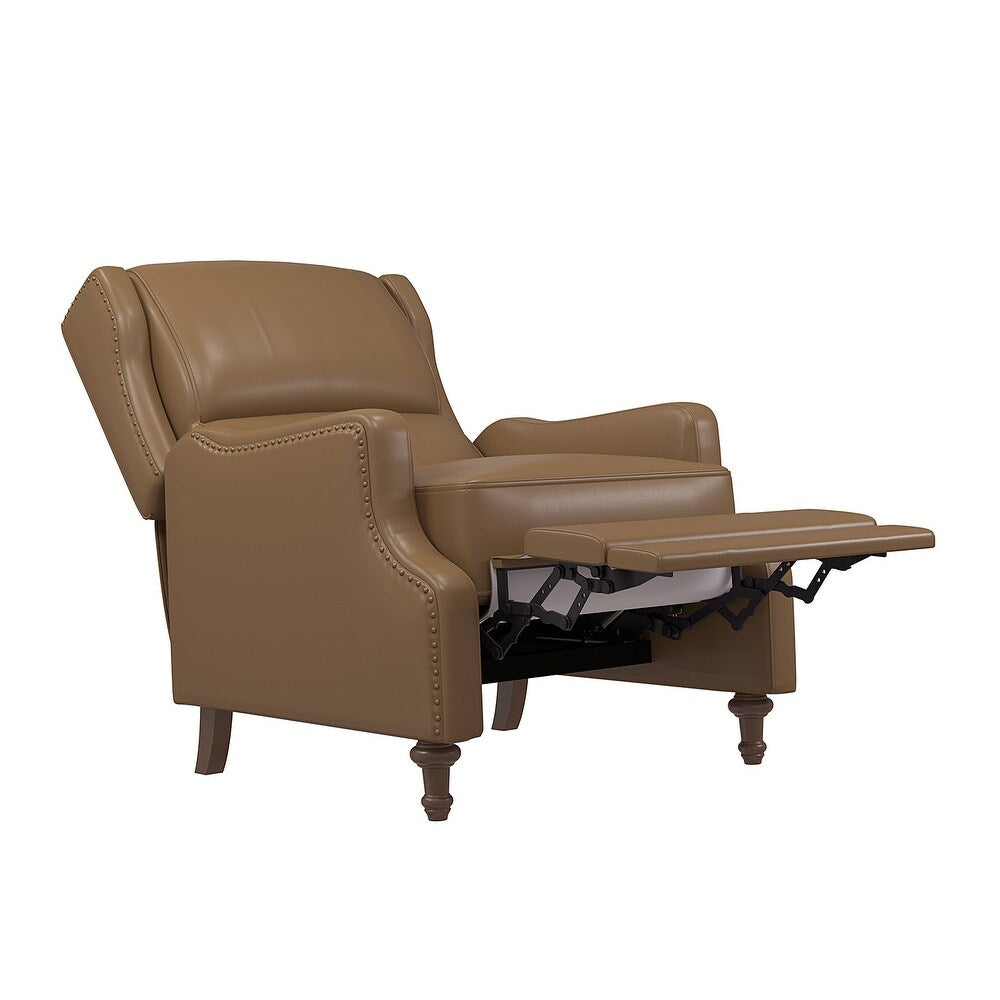 Florens Genuine Leather Recliner with Nailhead Trims