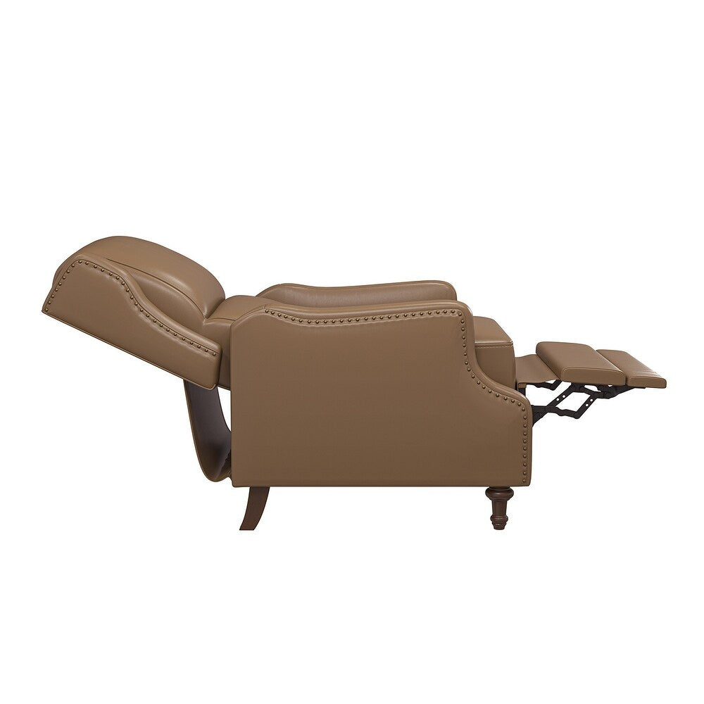 Florens Genuine Leather Recliner with Nailhead Trims