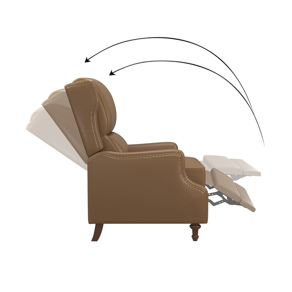 Florens Genuine Leather Recliner with Nailhead Trims