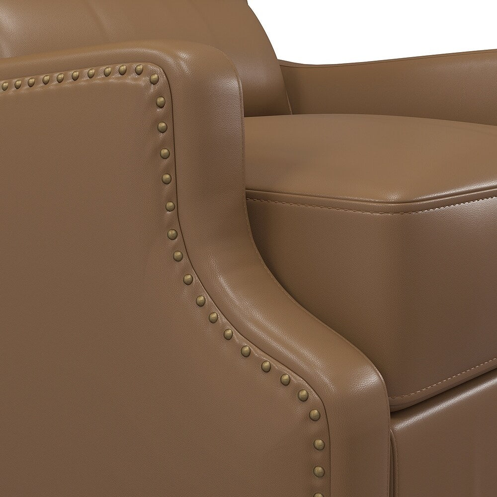 Florens Genuine Leather Recliner with Nailhead Trims