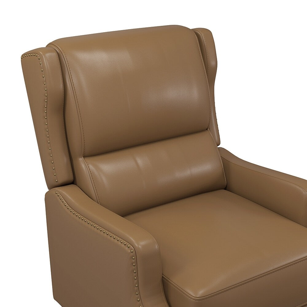 Florens Genuine Leather Recliner with Nailhead Trims