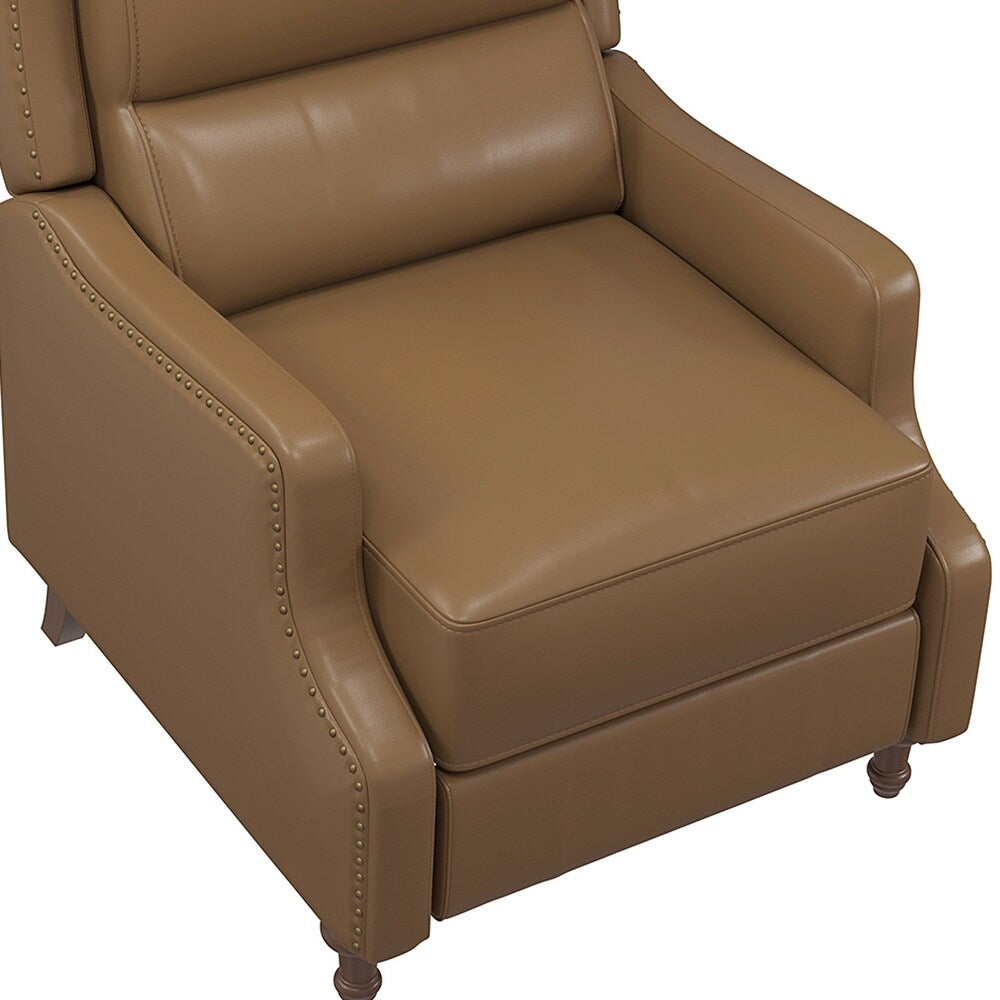 Florens Genuine Leather Recliner with Nailhead Trims