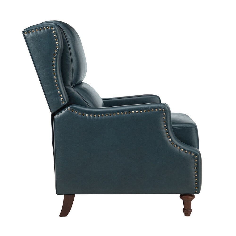 Florens Genuine Leather Recliner with Nailhead Trims