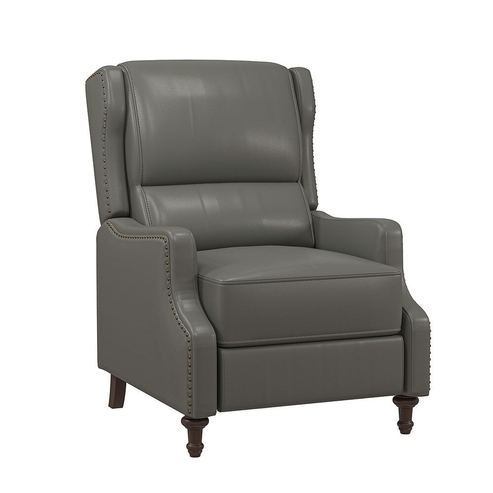 Florens Genuine Leather Recliner with Nailhead Trims