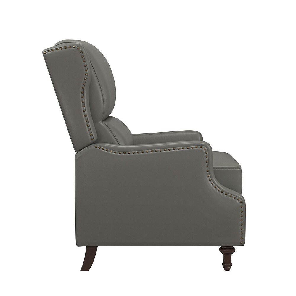 Florens Genuine Leather Recliner with Nailhead Trims