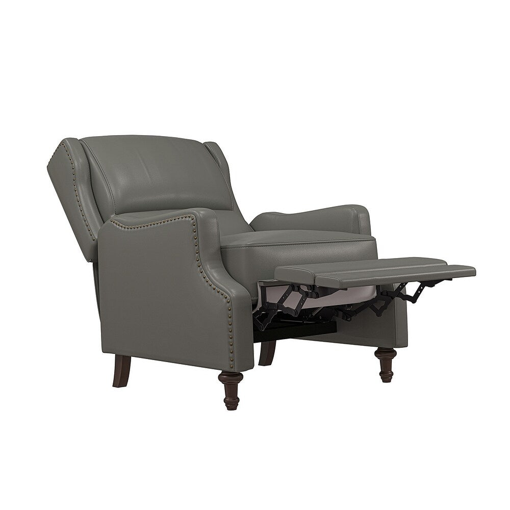 Florens Genuine Leather Recliner with Nailhead Trims