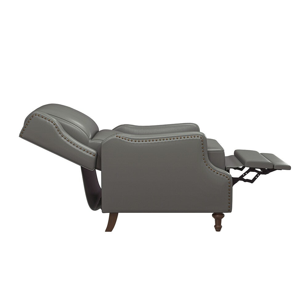 Florens Genuine Leather Recliner with Nailhead Trims
