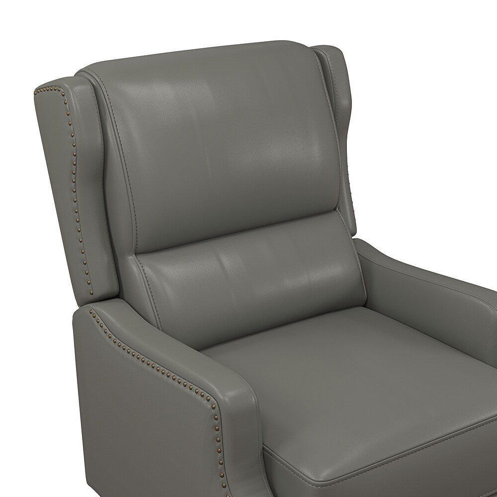 Florens Genuine Leather Recliner with Nailhead Trims