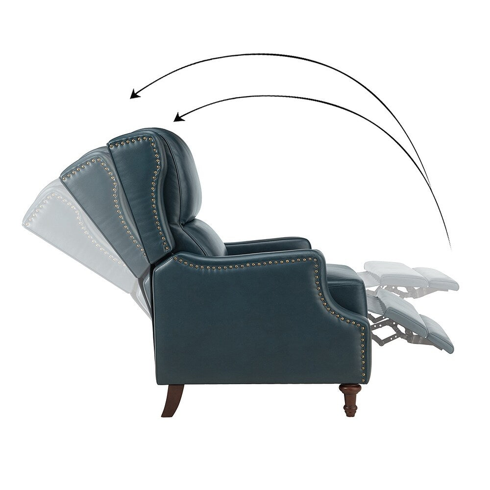 Florens Genuine Leather Recliner with Nailhead Trims