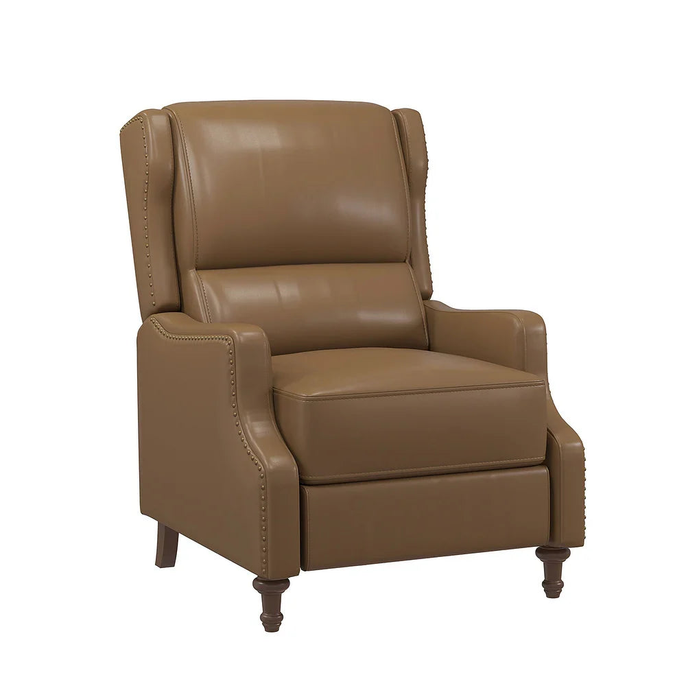 Florens Genuine Leather Recliner with Nailhead Trims