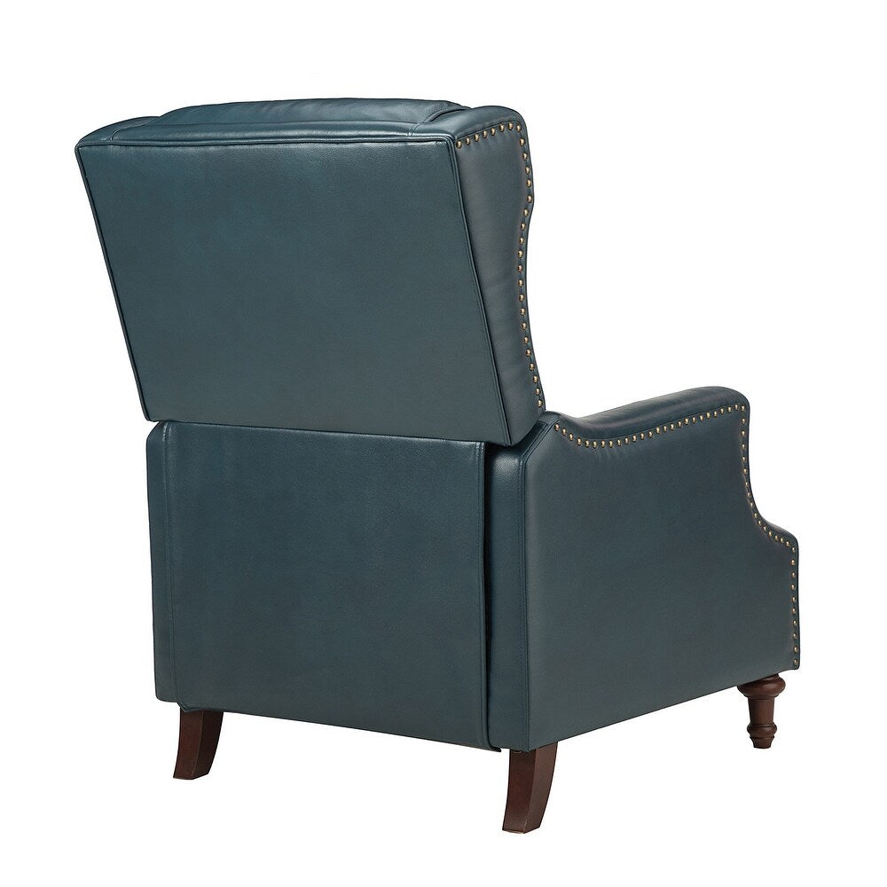 Florens Genuine Leather Recliner with Nailhead Trims