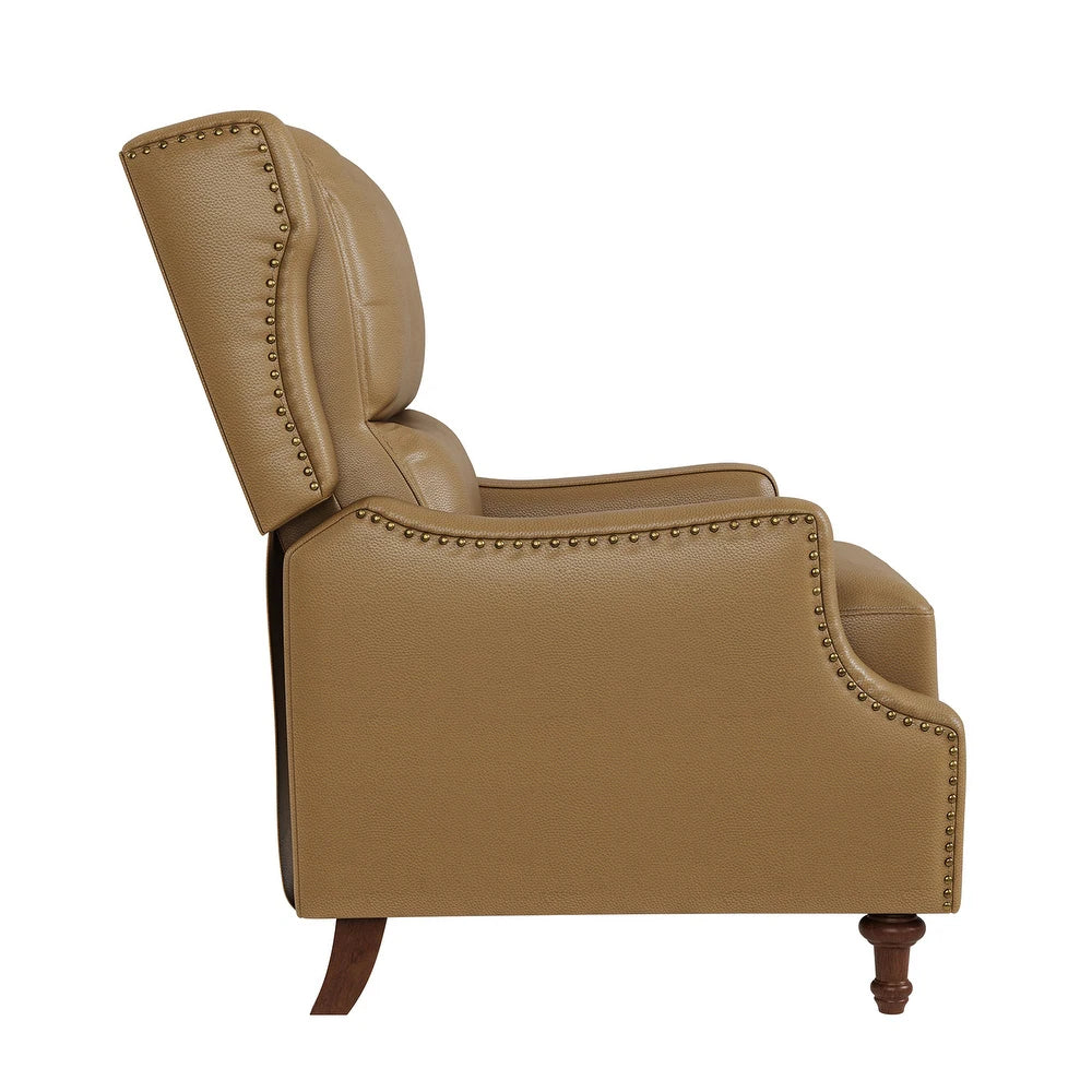Florens Genuine Leather Recliner with Nailhead Trims