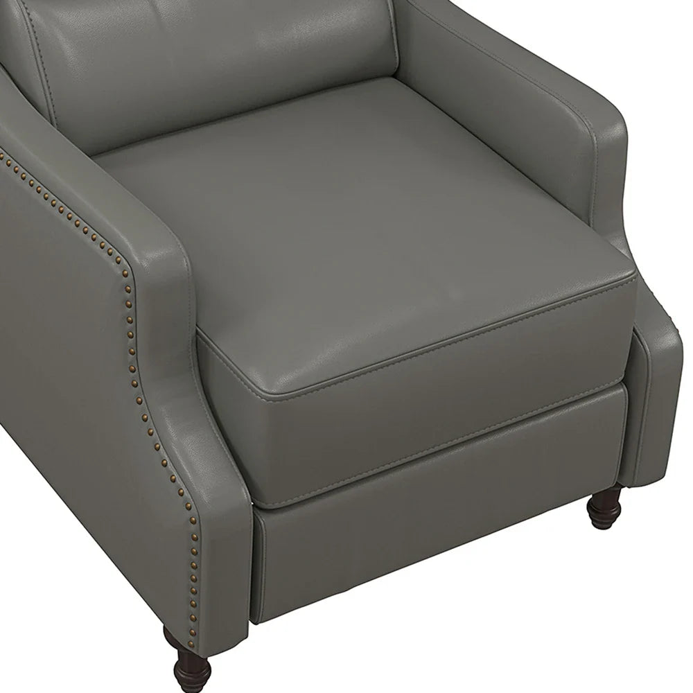 Florens Genuine Leather Recliner with Nailhead Trims