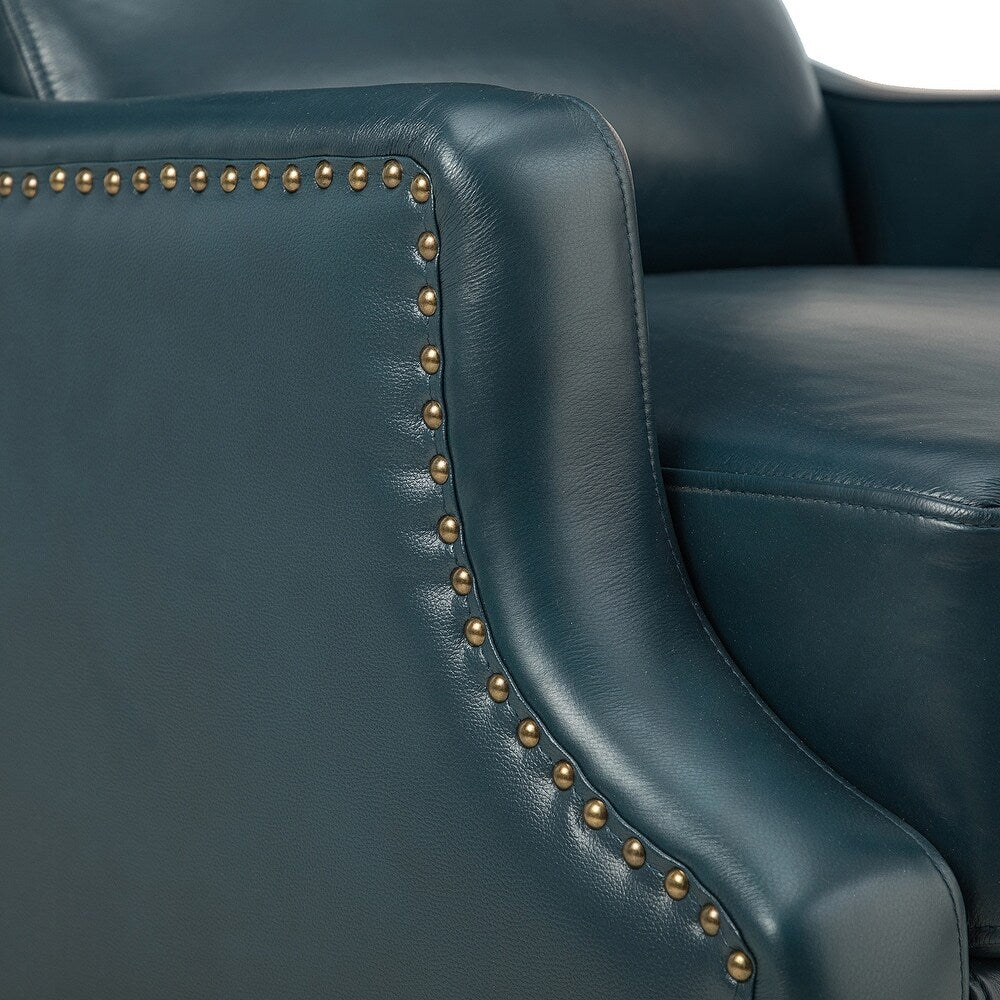 Florens Genuine Leather Recliner with Nailhead Trims