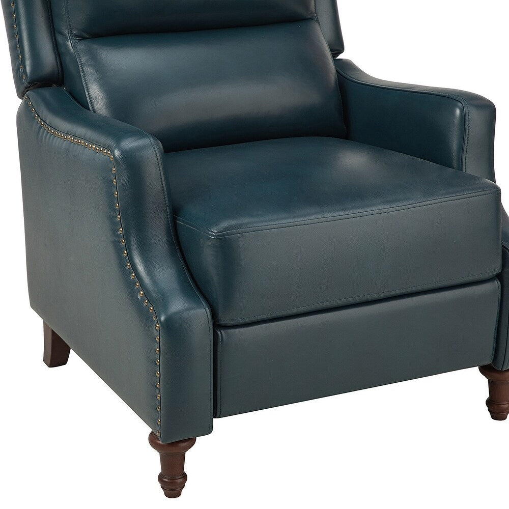 Florens Genuine Leather Recliner with Nailhead Trims