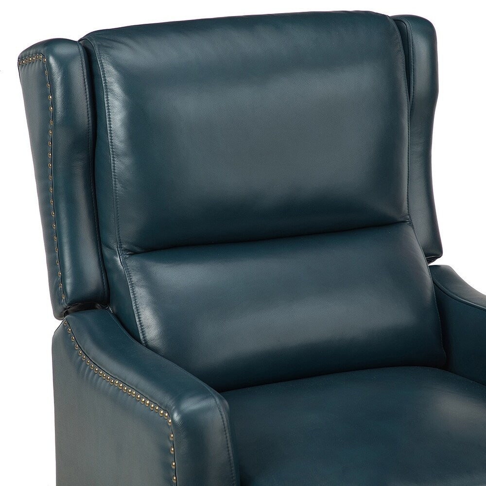 Florens Genuine Leather Recliner with Nailhead Trims