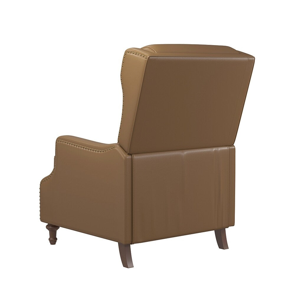 Florens Genuine Leather Recliner with Nailhead Trims