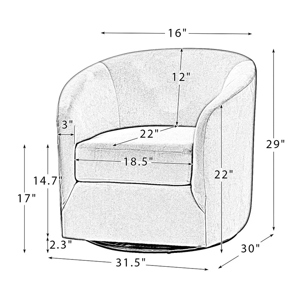 Eleuterio Modern Upholstered Swivel Accent Barrel Chair with Metal Base Set of 2