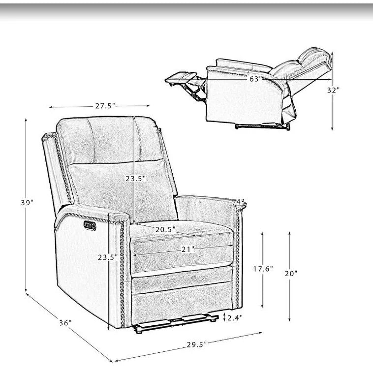 Salvador Transitional Genuine Leather Recliner Set of 2