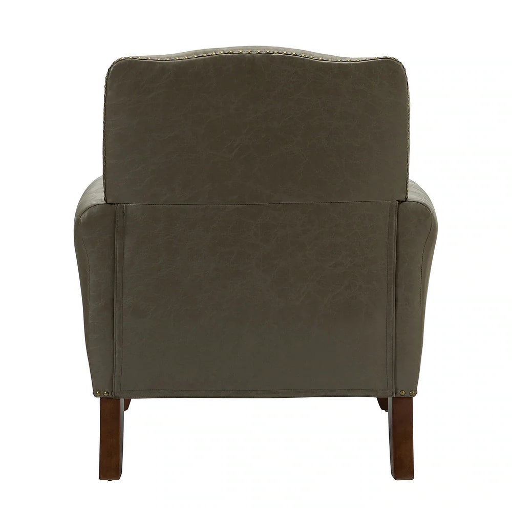 Bernhard Mid-Century Modern Leather Armchair with Nailhead Trim Design