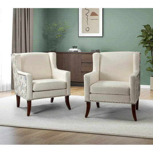 Hagens Wooden Upholstered Armchair with Square Arms Set of 2