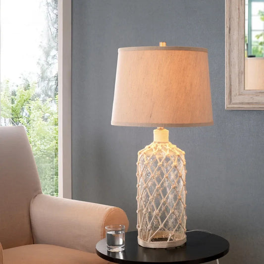 Halyard Clear Textured Glass with Rope Wrap Table Lamp