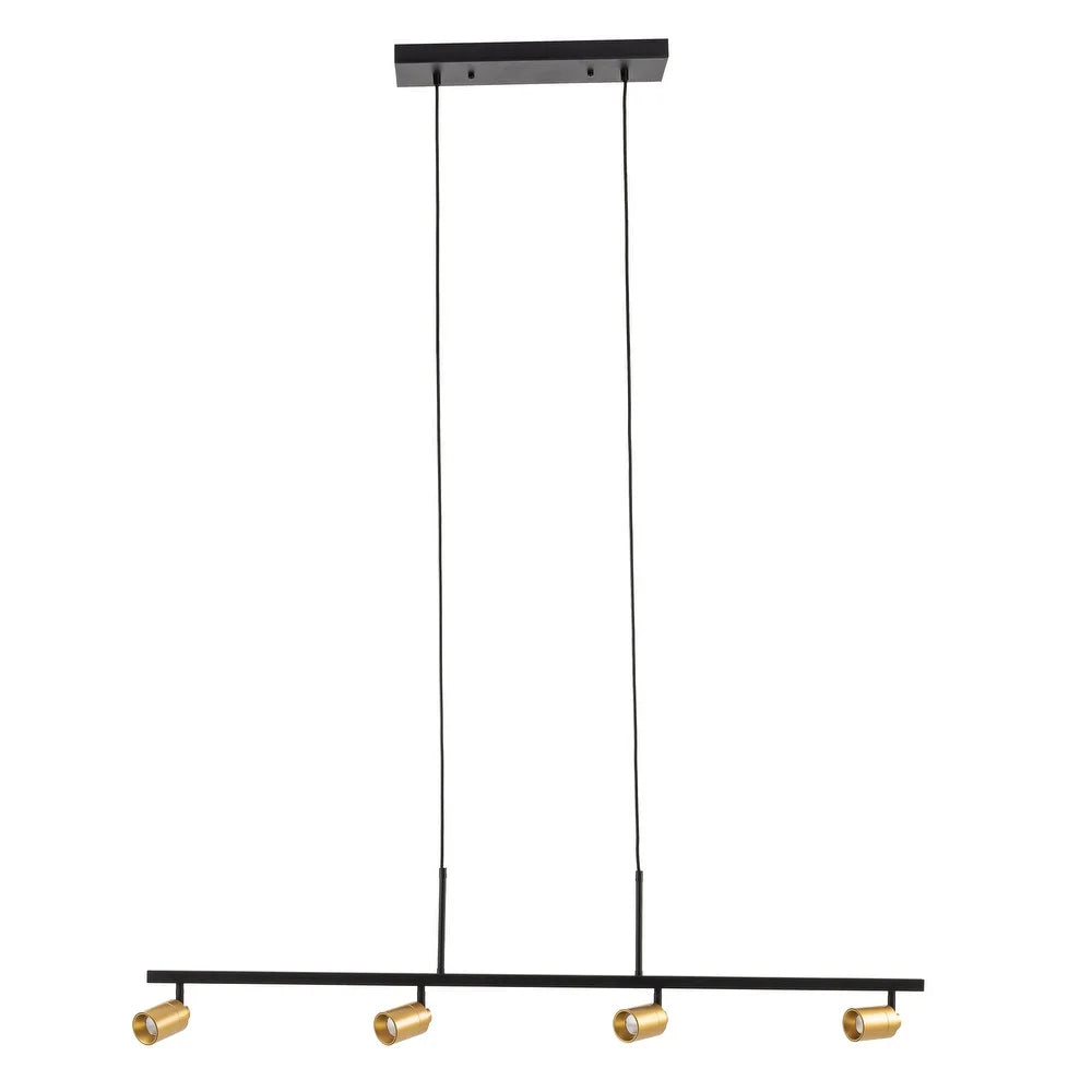 VidaLite Hanging Adjustable LED Fixed Track Pendant Light, 7w, 3000K, 4 Bulb Spot Light, Black and Gold, 1960 Lumens