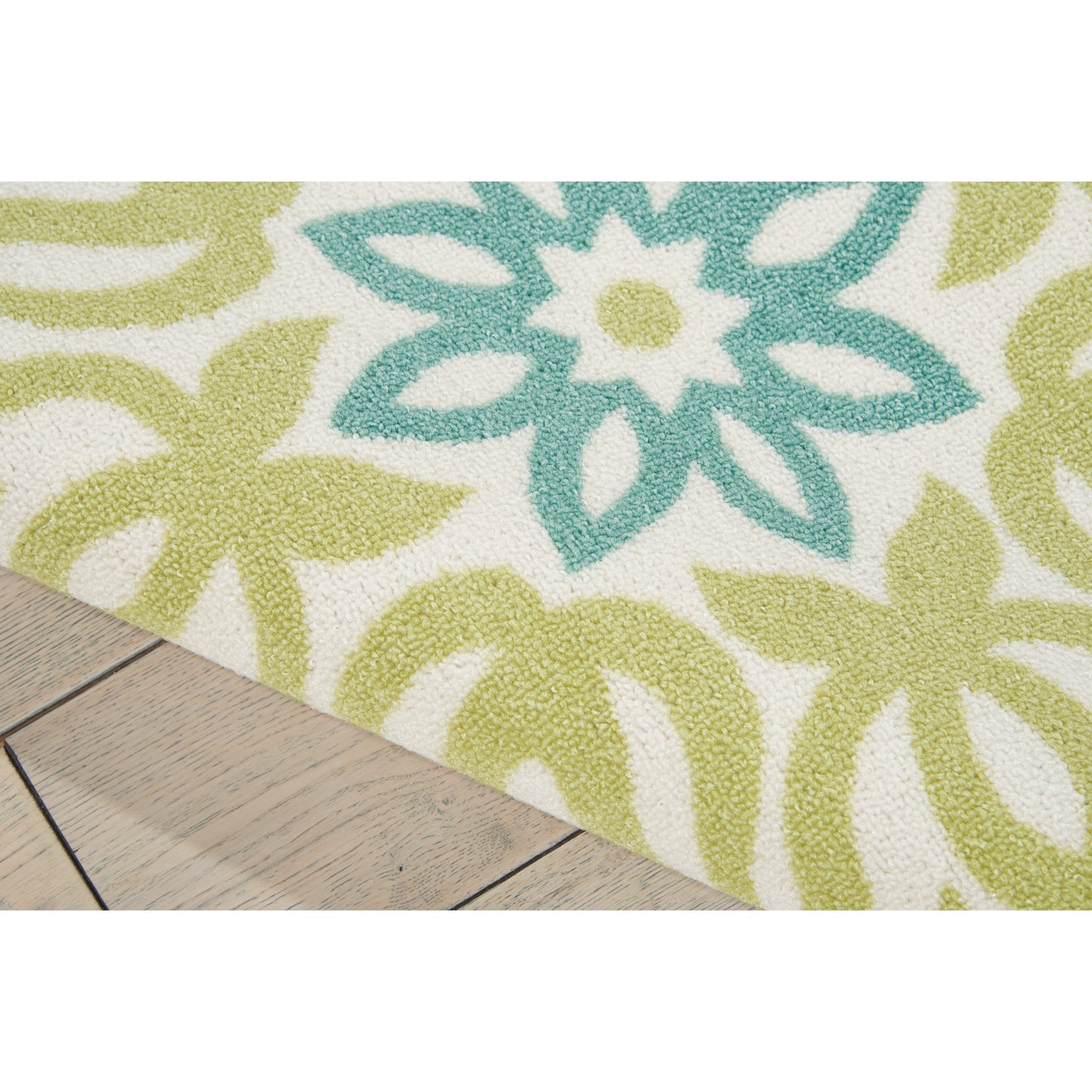 Transitional floral medallion Blue/Green Indoor/ Outdoor Area Rugs