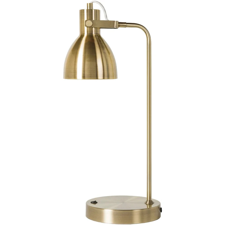 Hecubae Sleek Brass-Plated Desk Lamp - 20"H x 7"W x 12"D