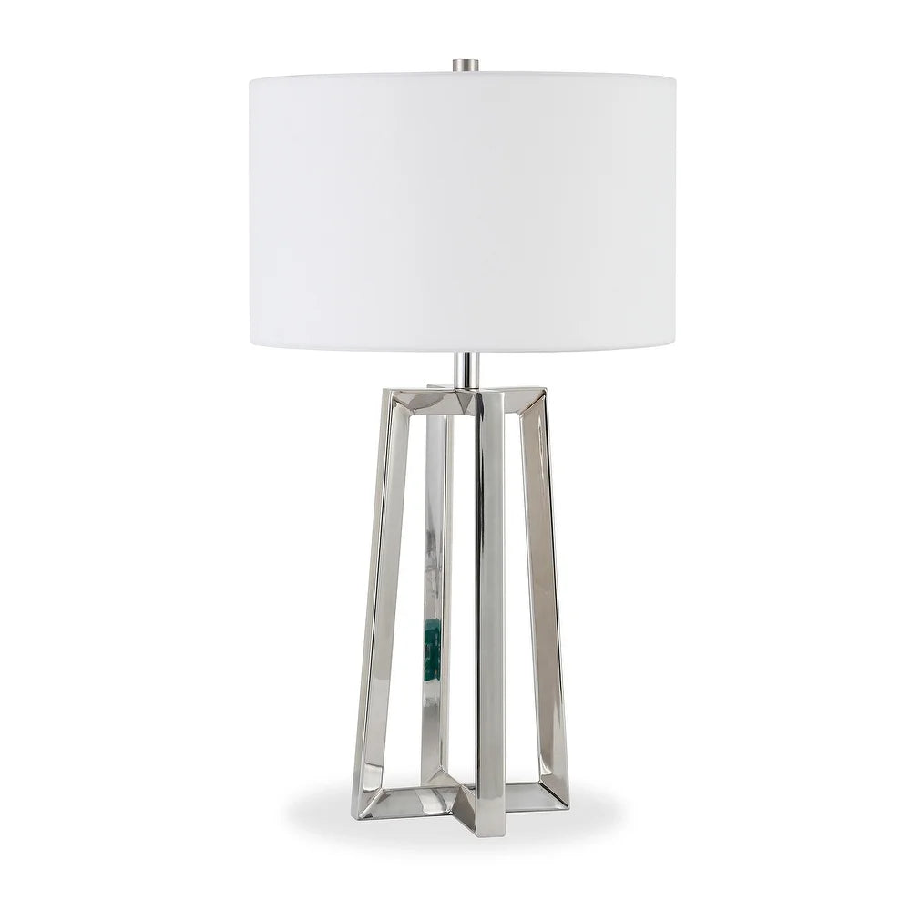 Helena Silver Nickel Table Lamp with Linen Shade