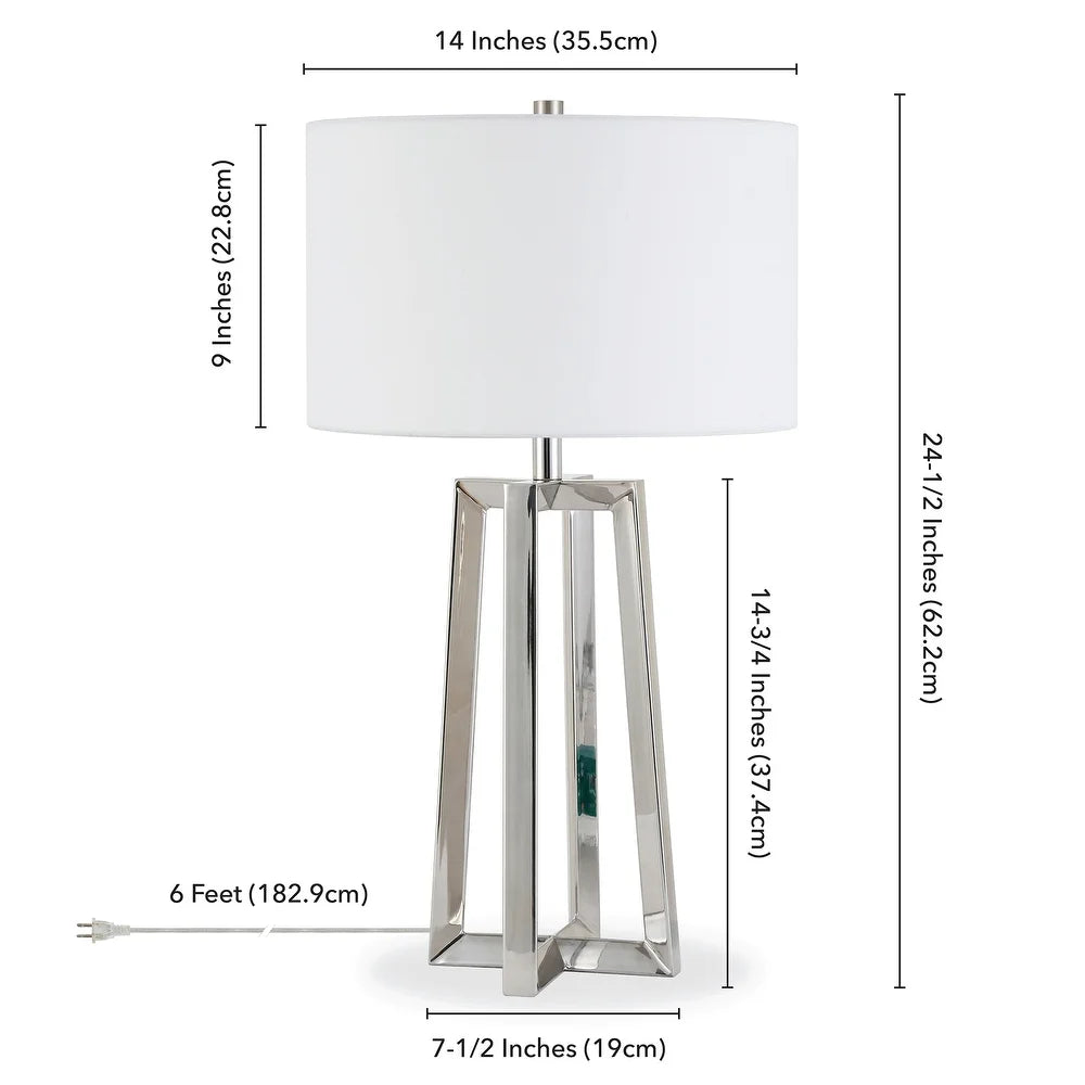 Helena Silver Nickel Table Lamp with Linen Shade