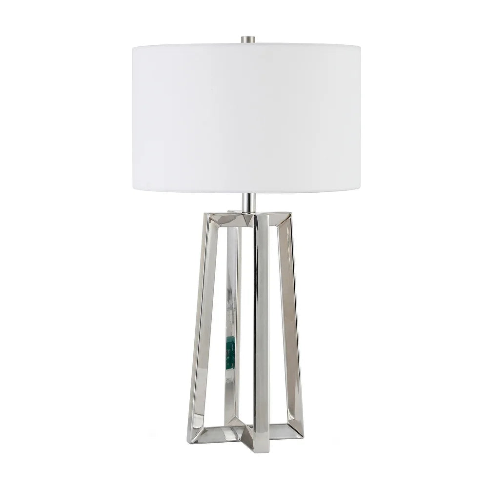 Helena Silver Nickel Table Lamp with Linen Shade