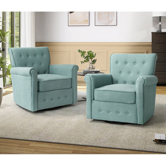 Hermaphroditus Comfy Swivel Armchair Set of 2 with Metal Base